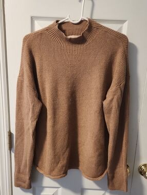 Philosophy Ribbed Cowl Neck Sweater - Tan